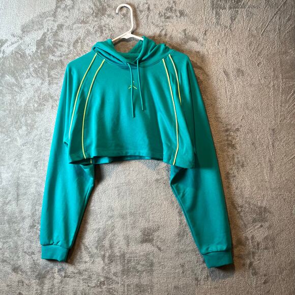 Jordan Sport Cropped Fleece Hoodie Emerald Green Dri Fit Small New - Picture 1 of 8